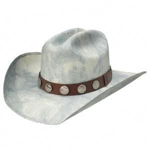 NEW STETSON women's hang tight honey lainey straw hat in denim mix